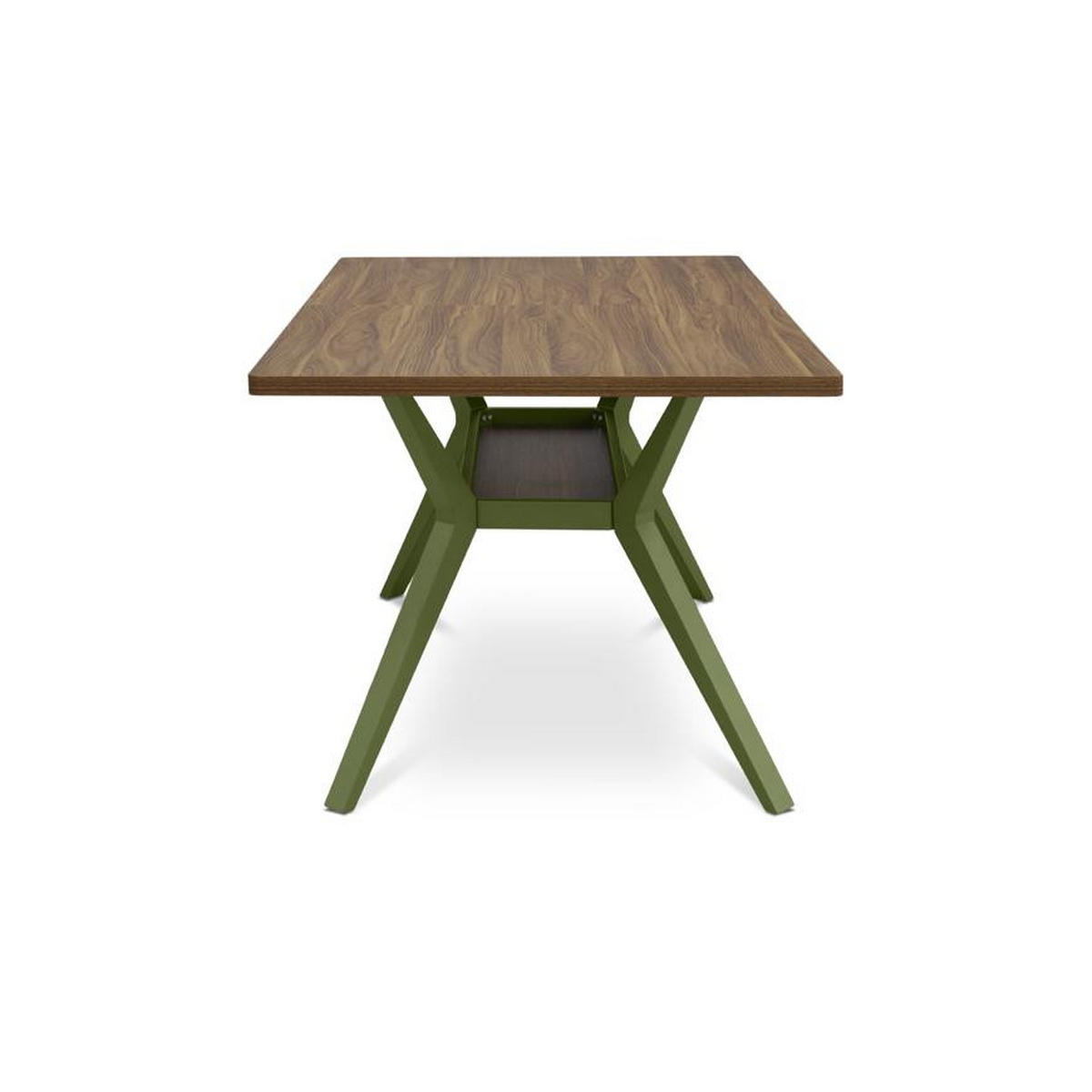 ESSTISCH 160cm Metallbeine Khaki Und Tischplatte Nussbaum-Optik Andrea - Nussbaumfarben/Grün, Holzwerkstoff/Metall (90/160/75cm) - Sicaan