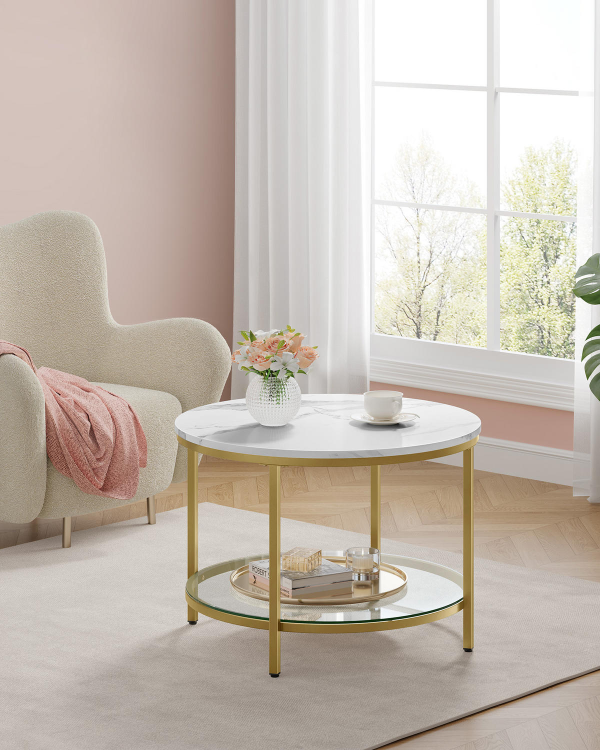 COUCHTISCH Binni - Goldfarben, Holzwerkstoff (65/65/46cm) - VASAGLE