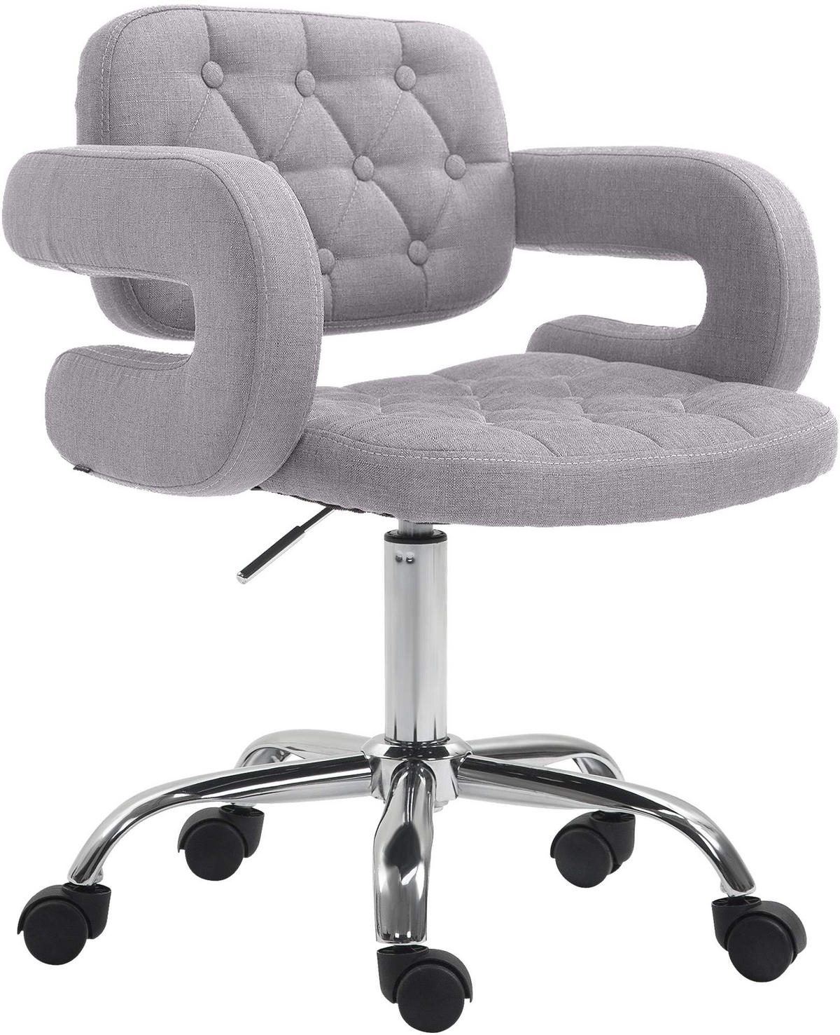 DREHSTUHL Stoff grau - Chromfarben/Grau, Textil/Metall (62/78/55cm) - CLP