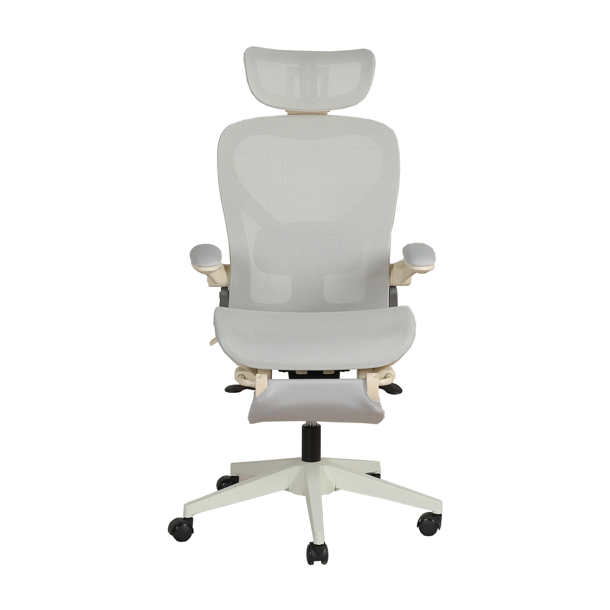 DREHSTUHL DE-40937 mit klappbarer Rückenlehne und 3D-Kopfstütze Grau - Grau, Metall (62/129/48.5cm) - ComfortXL