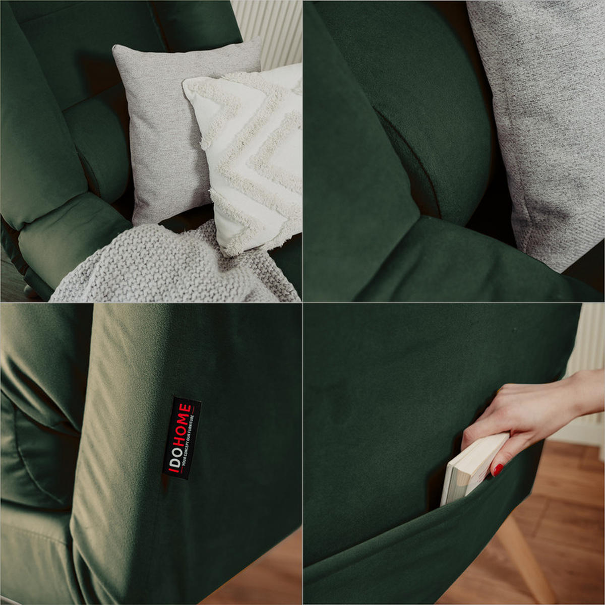 RELAXSESSEL LILA mit hocker, 75/75/100 cm, Grün - Grün, Holz/Textil (75/100/75cm) - Idohome