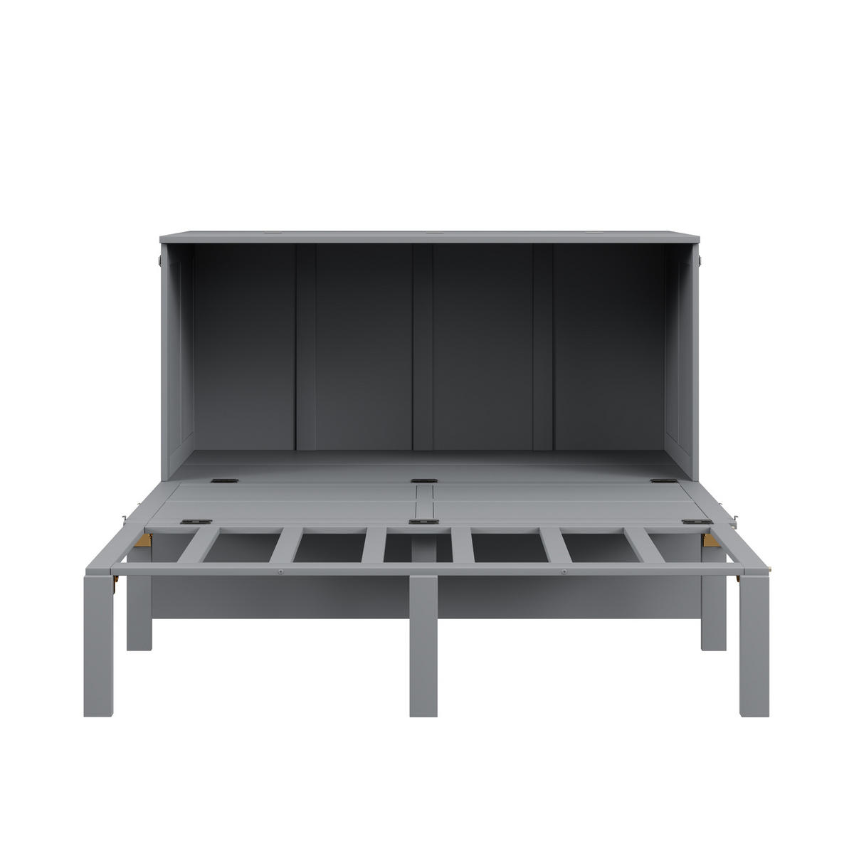 SCHRANKBETT 140/200 cm grau mit Lattenrost und Hochschrank-Design - Grau, Holz (140/200cm) - OKWISH