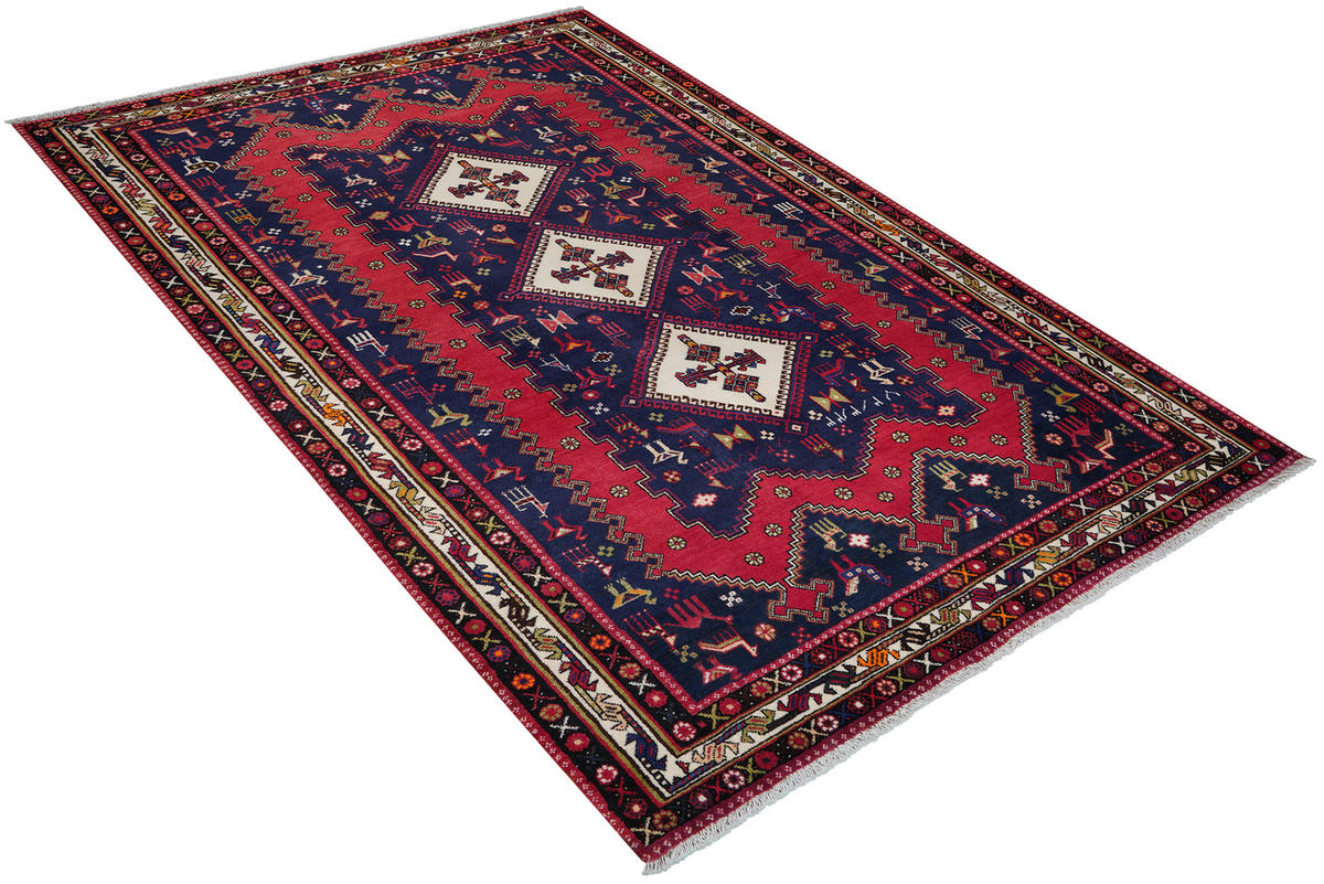 TEPPICH Afshar Blau 243/166 cm Schurwolle - Blau, Textil (166/243cm) - Looma