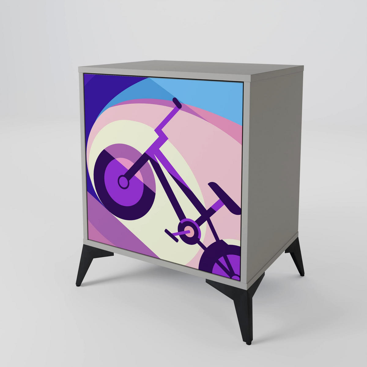 SIDEBOARD BIKE DREAMS, Grau, 57,5x42x57,5 cm, Ohne Füße - Multicolor/Grau, Holzwerkstoff (57.5/57.5/42cm) - SpaceRebels