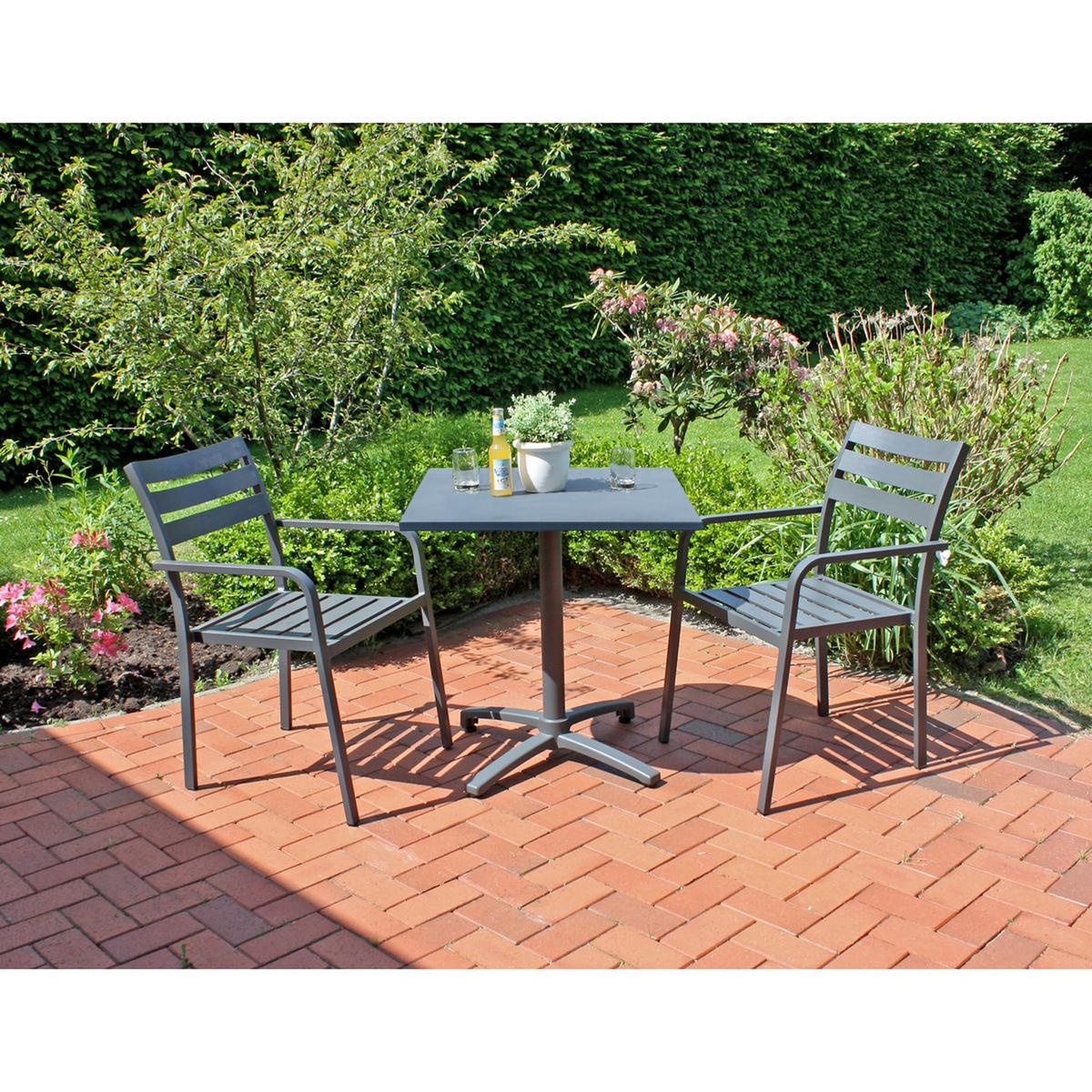 GARTEN-SITZGRUPPE Wanda 3-teilig Gartenmöbel-Set - Schwarz, Metall - DELUKE