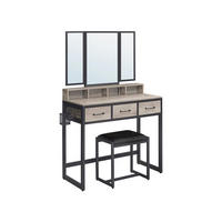 SCHMINKTISCH MIT HOCKER - Schwarz, Holzwerkstoff (40/141/90cm) - Hansiro
