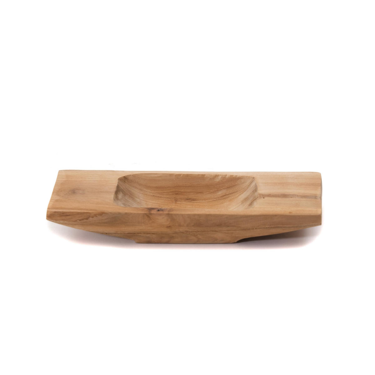 DEKO SCHALE Barco 30 Teak Wurzelholz massiv, mit Griff, geschnitztes Unikat naturfarben - Naturfarben, Holz (5cm) - CREEDWOOD