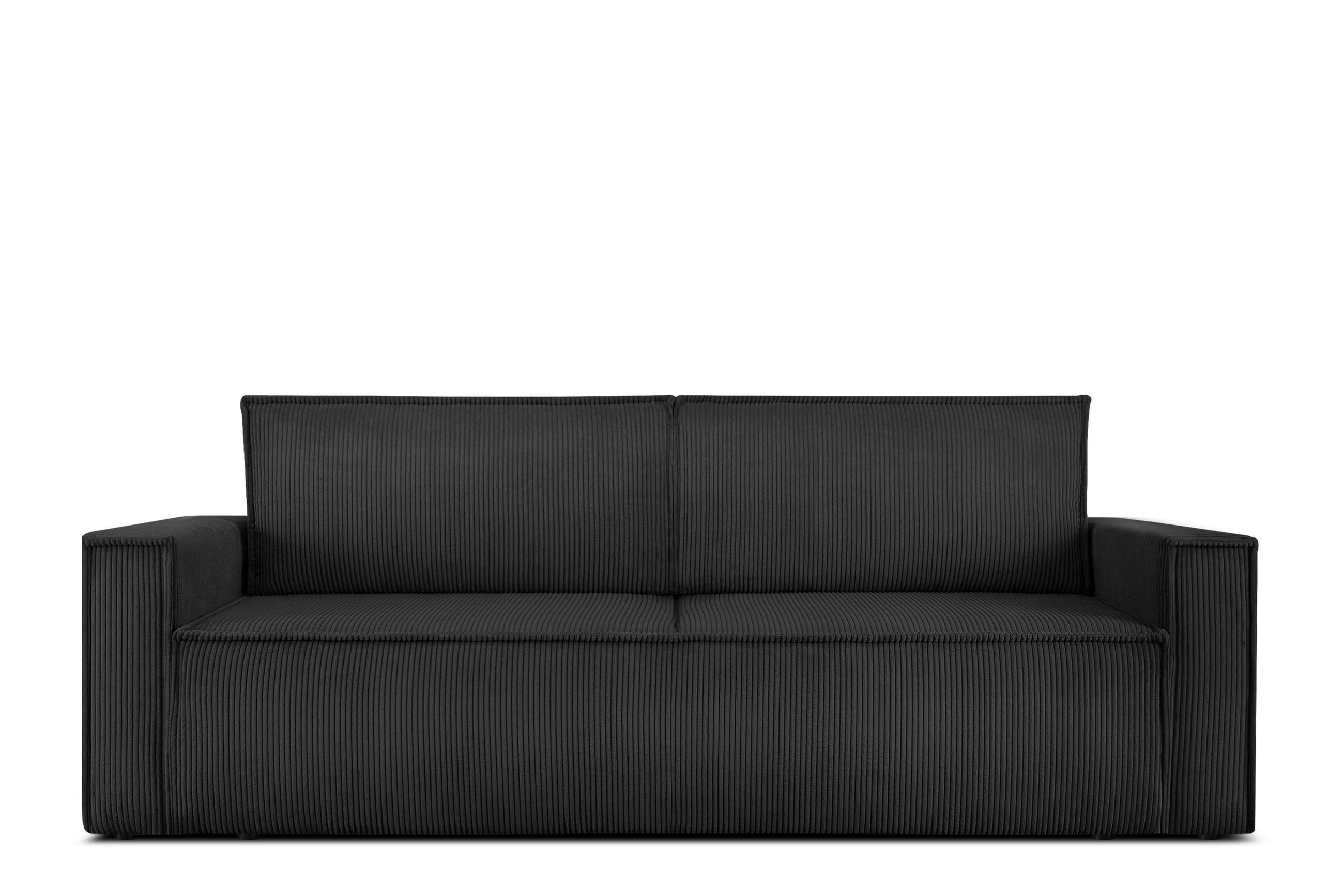 SCHLAFSOFA NAPI in Pet Friendly Cord-Stoff, dunkelgrau - Dunkelgrau/Schwarz, Textil (228/89/101cm) - KONSIMO®