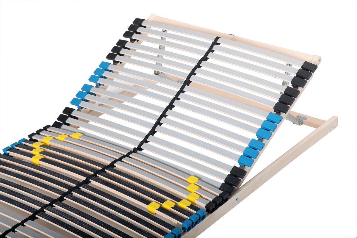 LATTENROST 200x200 cm (2 x 100x200 cm), verstellbar, 7 Zonen, 42 Latten, Buchenholz - Birkefarben/Buchefarben, Holz (200/200cm) - Sleepneo
