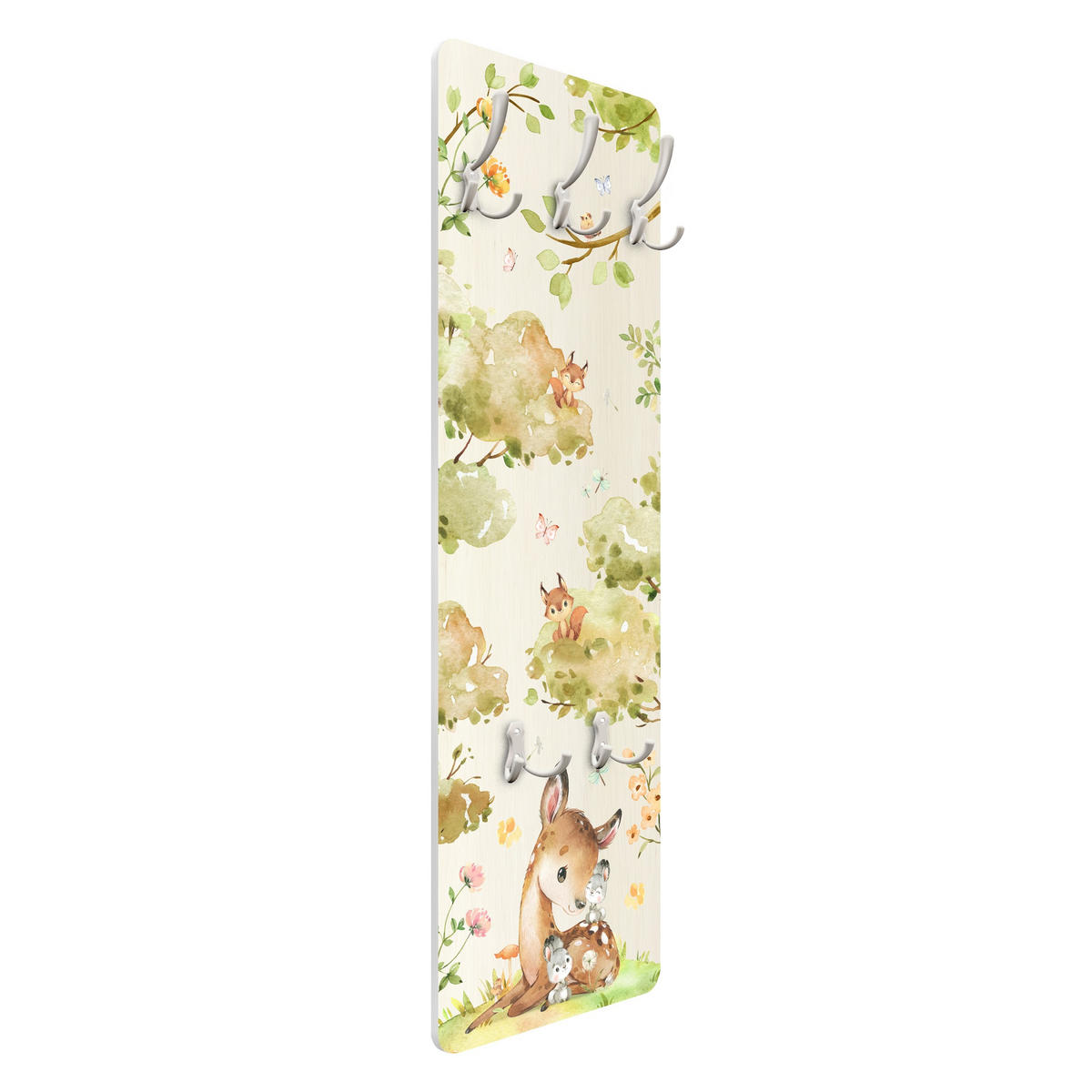 WANDGARDEROBE - Aquarell Reh 34/105 cm - Grün, Holzwerkstoff (34/105/1.6cm) - Bilderwelten