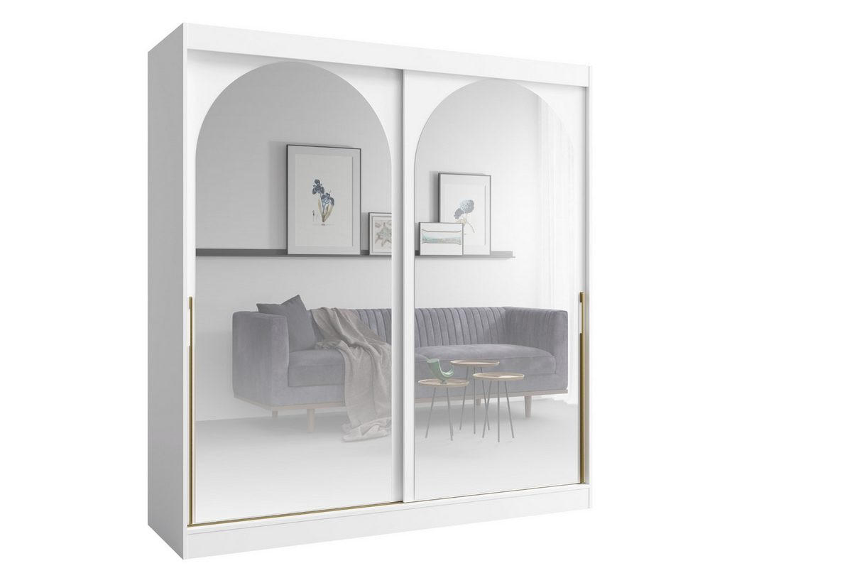 Deine Möbel 24 Schiebetürenschrank Weiß, Gold 200x215x65 cm