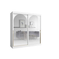 SCHIEBETÜRENSCHRANK MOSSA 200 / 215 / 65 cm in Weiß / Gold - Goldfarben/Weiß, Holzwerkstoff (200/215/65cm) - Deine Möbel 24