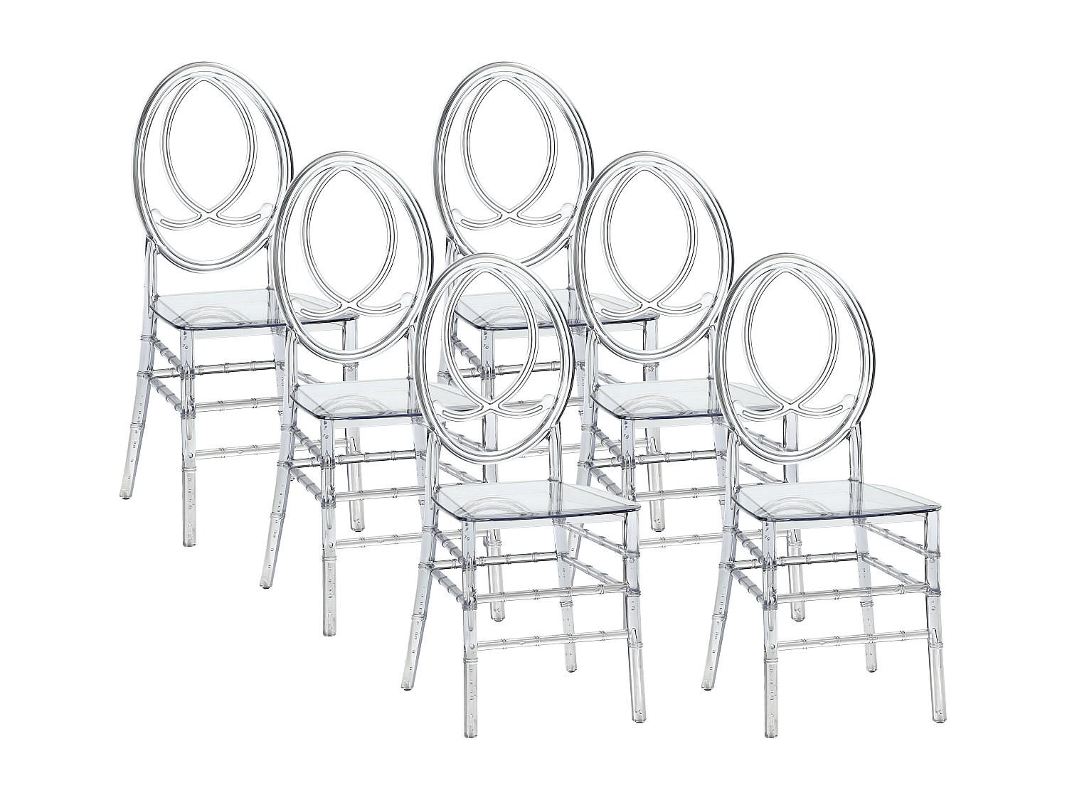 STUHL 6er-Set - Vollpolycarbonat - Kristall - AMALINE - Transparent, Kunststoff (38.5/91.5/53cm) - Vente-Unique