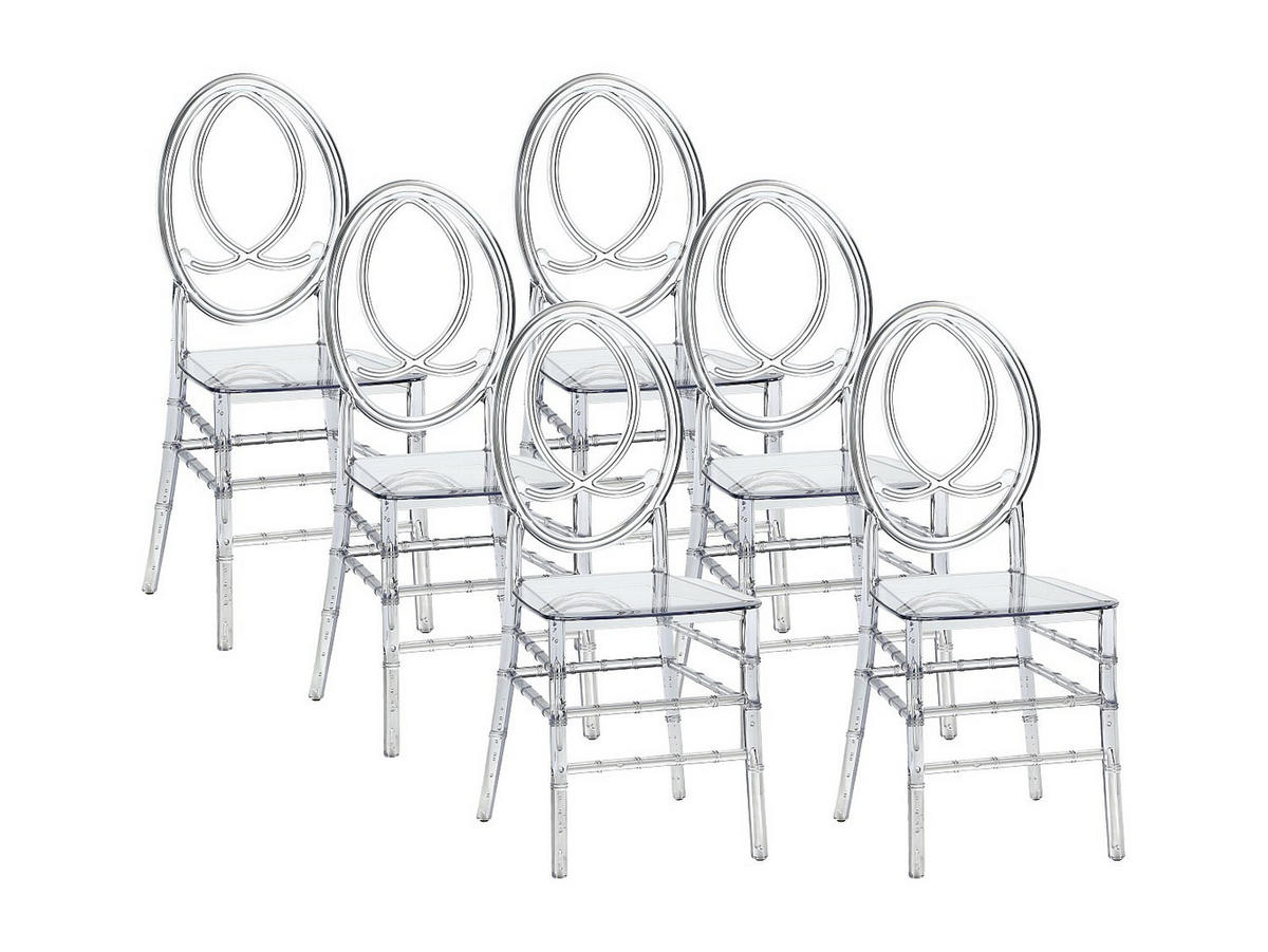 STUHL 6er-Set - Vollpolycarbonat - Kristall - AMALINE - Transparent, Kunststoff (38.5/91.5/53cm) - Vente-Unique