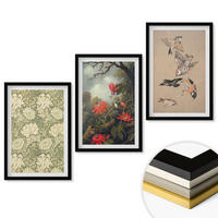 WANDBILDER 3er-Set - 40x60 cm Schwarzer Rahmen - Blumen, Vögel, Natur - Schwarz, Kunststoff (40/60cm) - ArtPrintCave