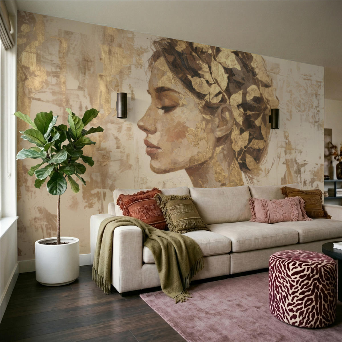 TAPETE - Frau - Gold - Abstrakt - Textur - 450x280 cm - Goldfarben, Papier (450/280cm) - OnlyWow