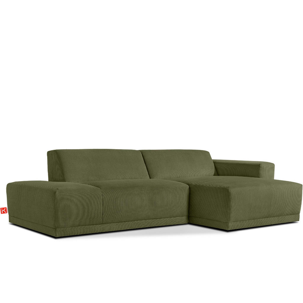 Thumbnail - Konsimo® Ecksofa-Rechts, Grün, Textil, 5-Sitzer, L-Form,L-Form, 280x160 cm, Hergestellt in Europa, Made in Europe, Wohnz...