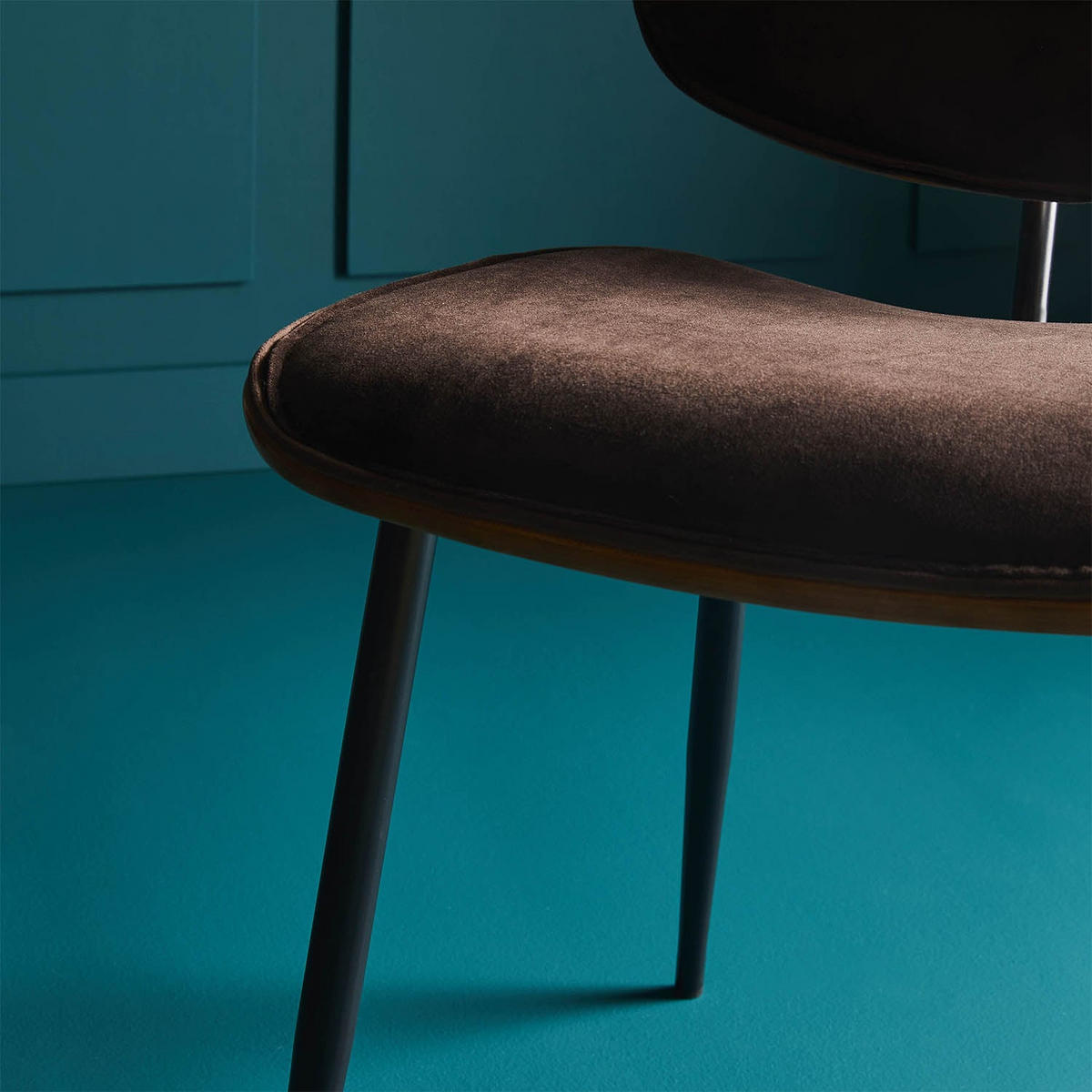 VELOURS-STÜHLE im 2er-Set mit Holz-Finish - Olympia - Braun, Holz (76.5/76.5/46cm) - Signature