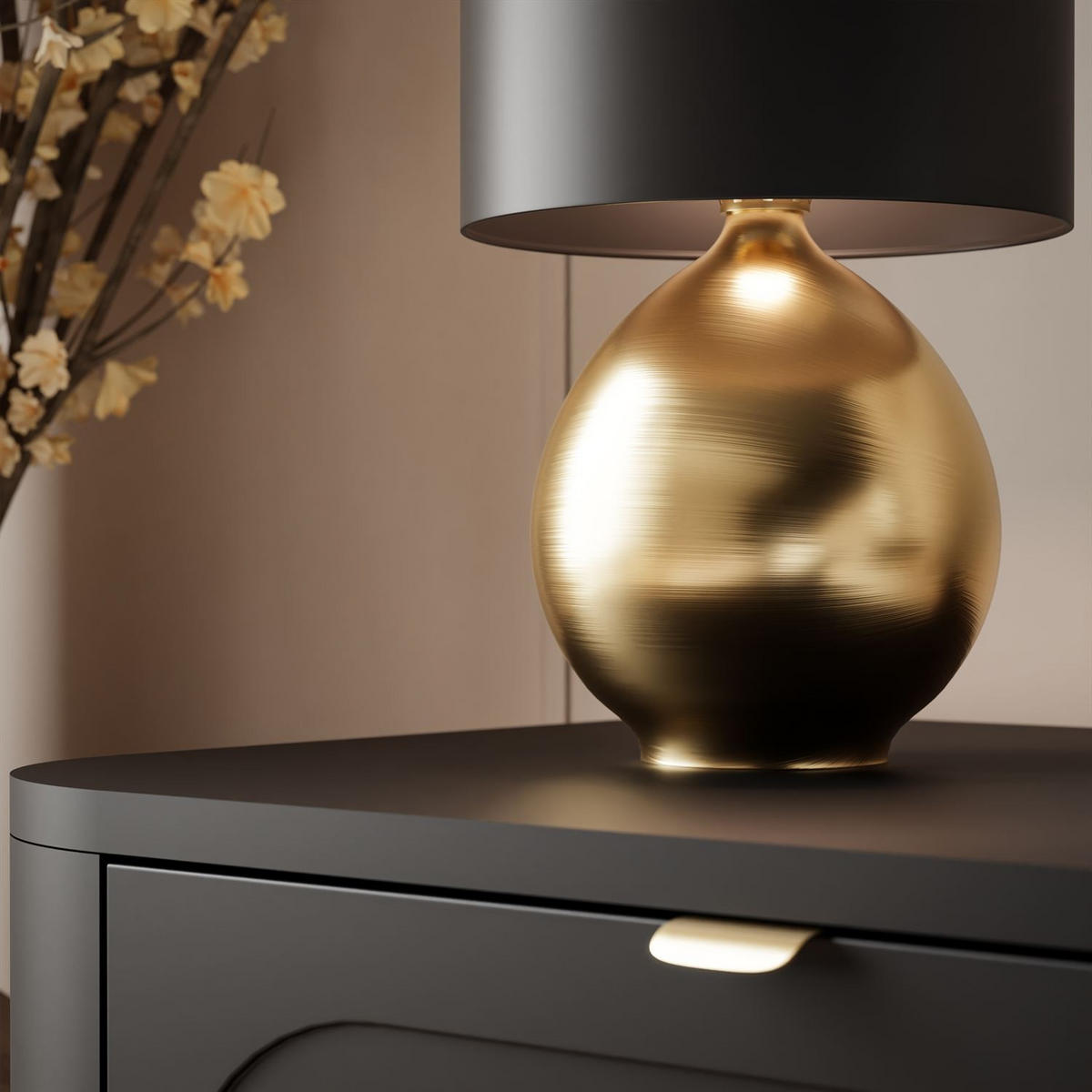 NACHTTISCH SHADOW 2S auf hohen Beinen - Schwarz, Holzwerkstoff (60/61/40cm) - Lookway