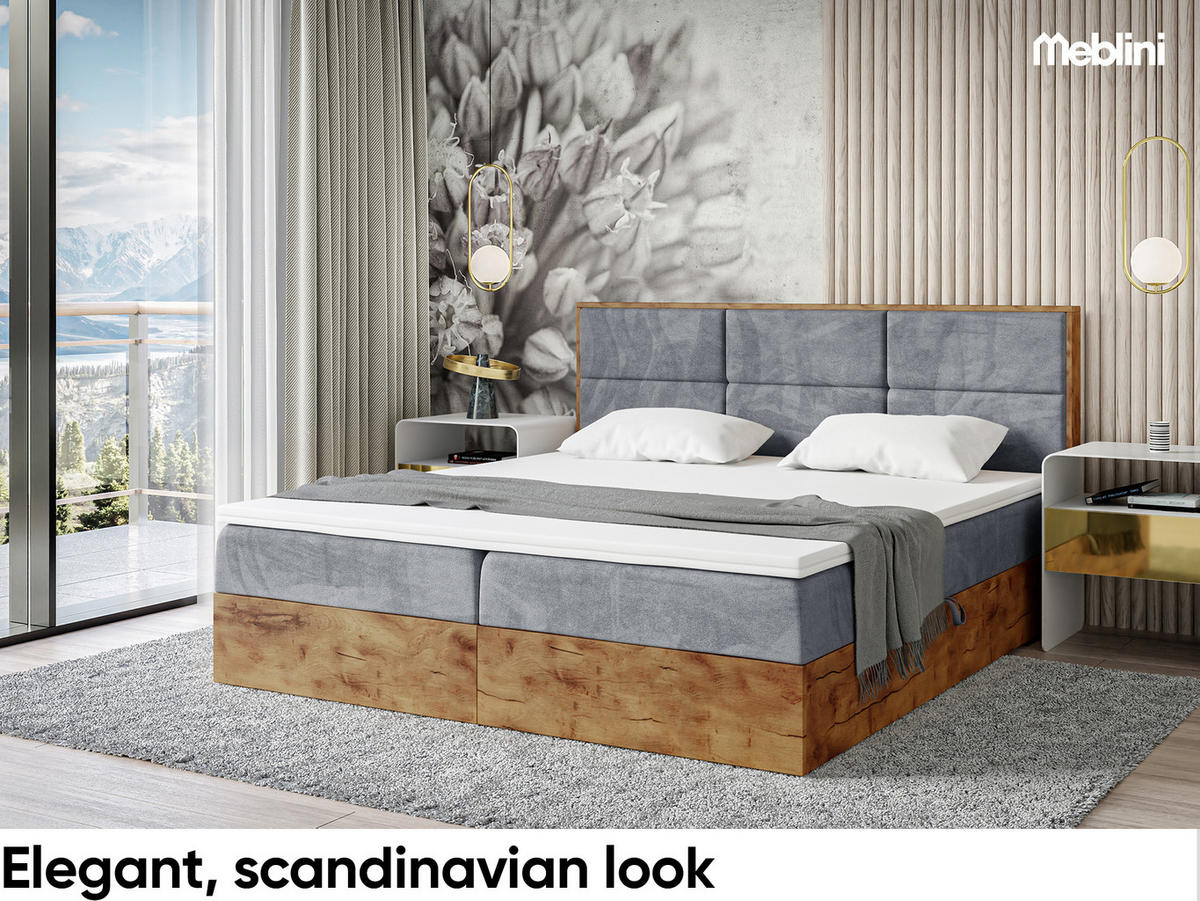 BOXBETT Lofty 2 - Schwarz/Grau, Holzwerkstoff/Textil (200/200cm) - Meblini