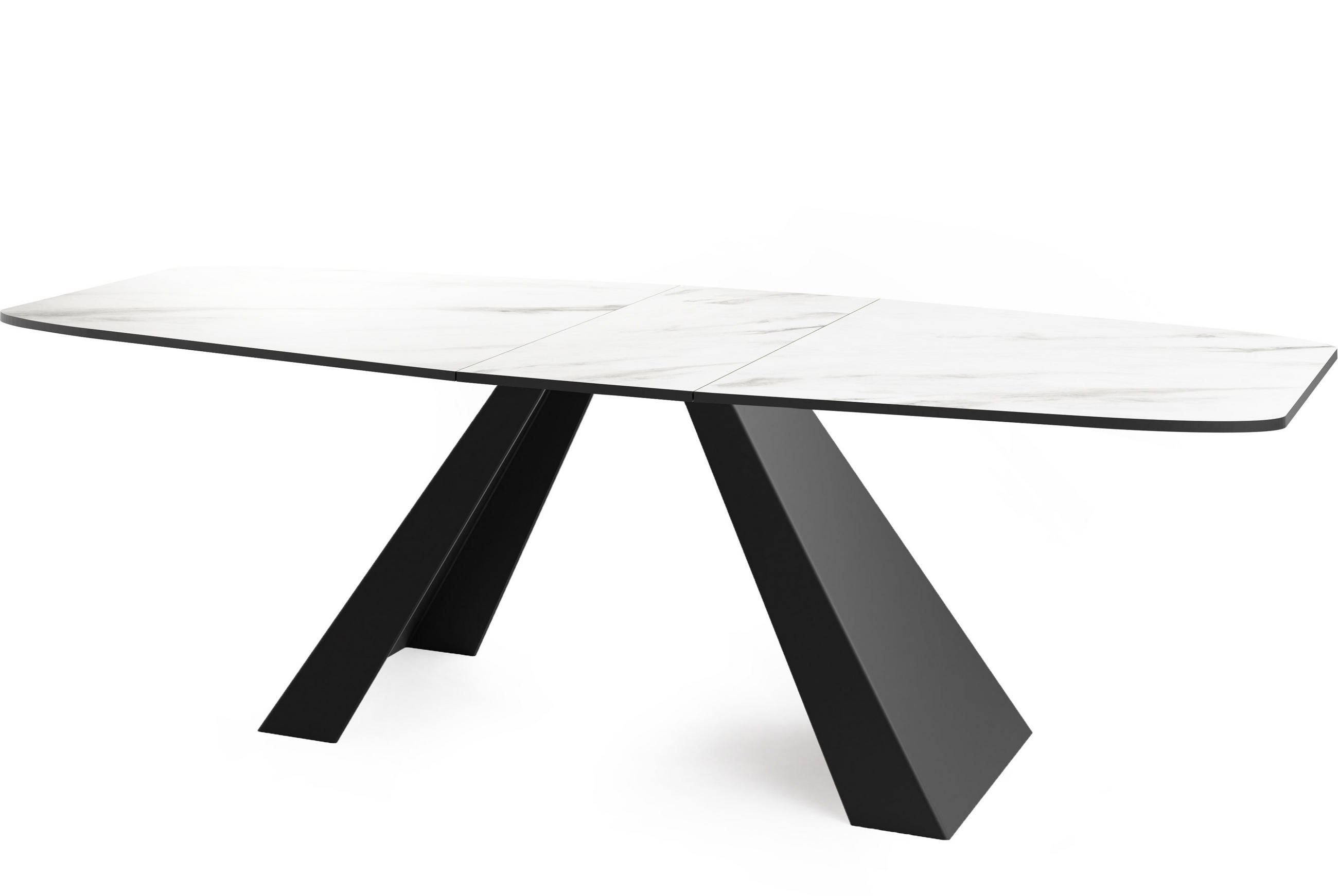 ESSTISCH Monte rechteckig ausziehbar, Marmor Weiß 160-200/80/76 cm - Ecru/Schwarz, Holzwerkstoff/Metall (160/80/76cm) - WFL GROUP