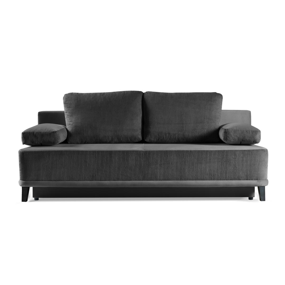 SCHLAFSOFA Riso 3-Sitzer mit Schlaffunktion, Grau - Grau, Textil (200/91/90cm) - Beautysofa