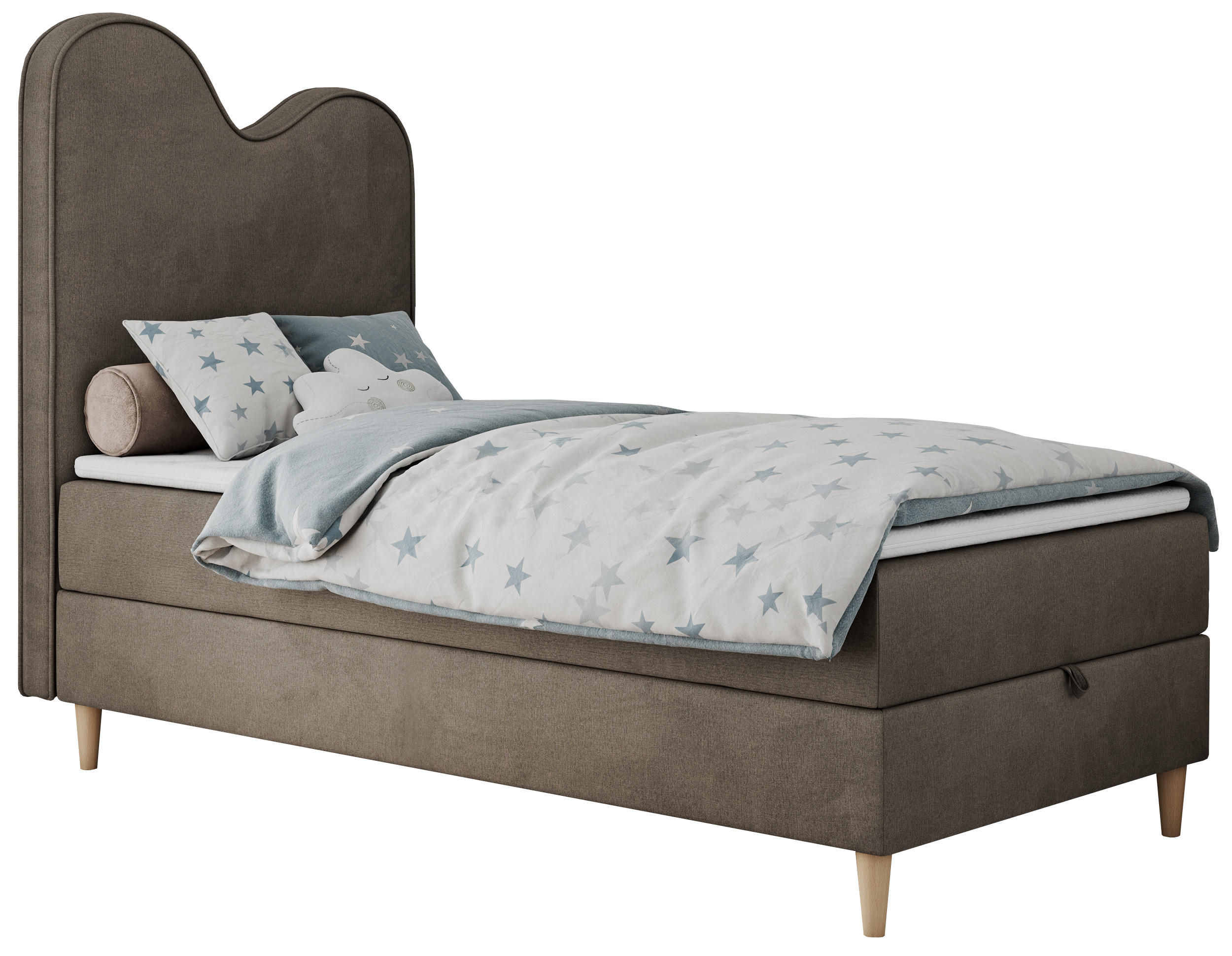 BOXBETT FLOW 90/180 Braun Velvet hydrophob - H3 - Braun, Holz/Textil (90/180cm) - MKS