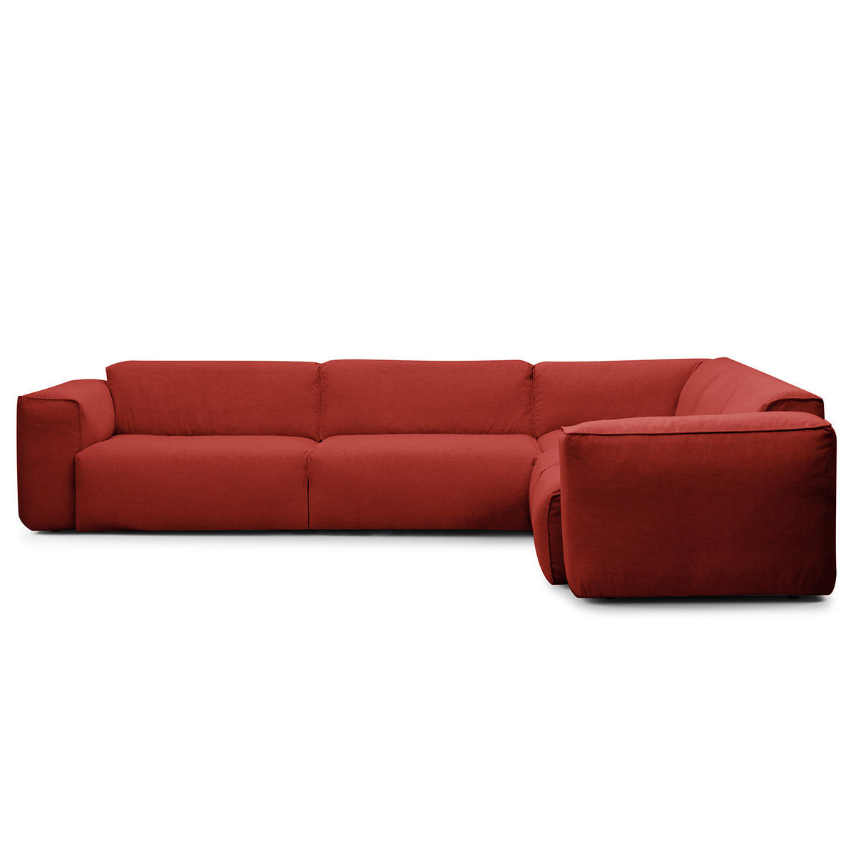 ECKSOFA mit Rundecke - Rot/Schwarz, Kunststoff/Textil (325/260cm) - home24