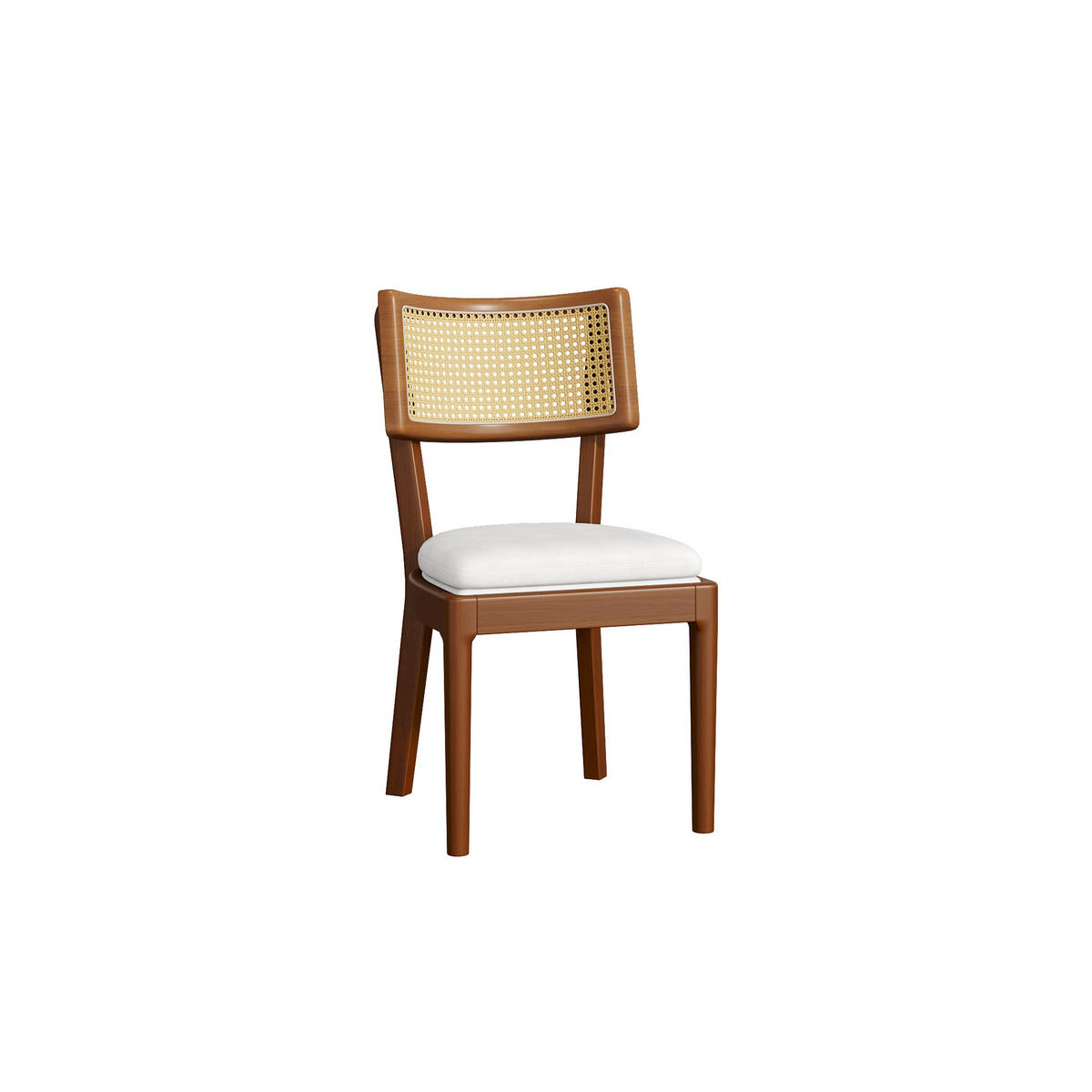 ESSZIMMERSTUHL 4er Set Massivholz Rattan Leinen Nussbaum - Walnussfarben, Holz (58/88/50cm) - FLIEKS