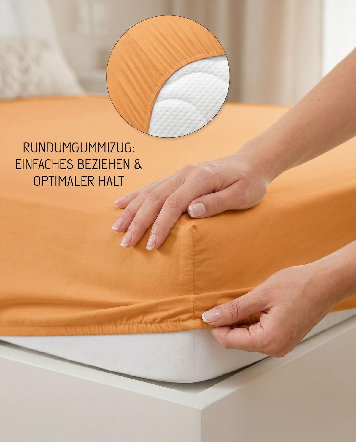 SPANNBETTTUCH Premium Jersey nektarine, 140x200 cm - 160x200 cm - Orange, Textil (160/200cm) - biberna