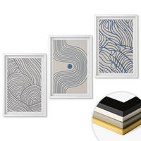 WANDBILDER 3er-Set - 40x60 cm Weißer Rahmen - Abstrakte Linien, Wellenformen - Weiß, Kunststoff (40/60cm) - ArtPrintCave