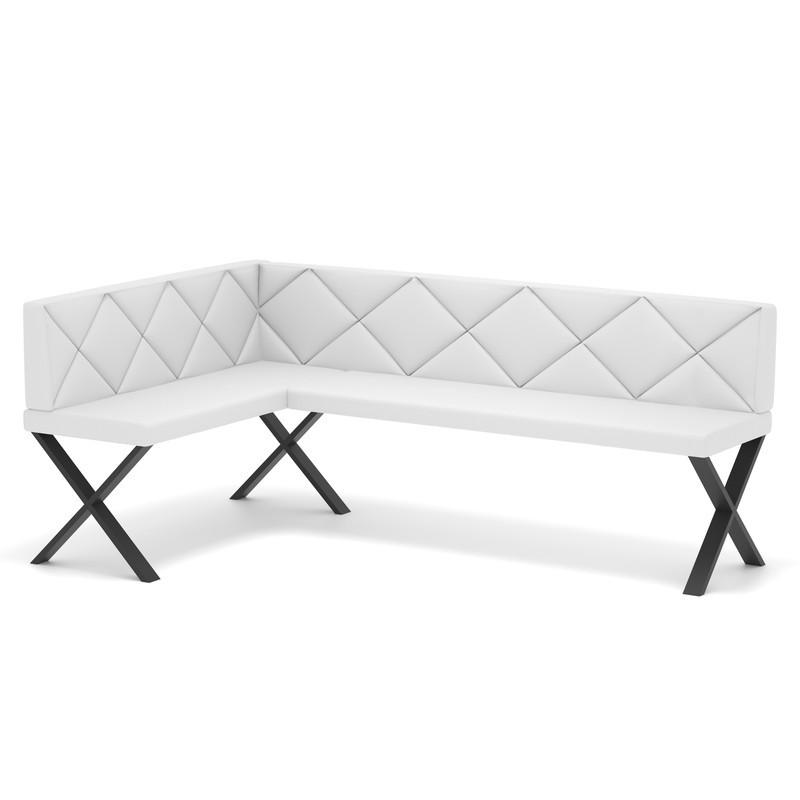 ECKBANK links VERO X Kunstleder gesteppt, 128/168 cm Weiß - Weiß, Kunststoff/Textil (128/168cm) - Idohome