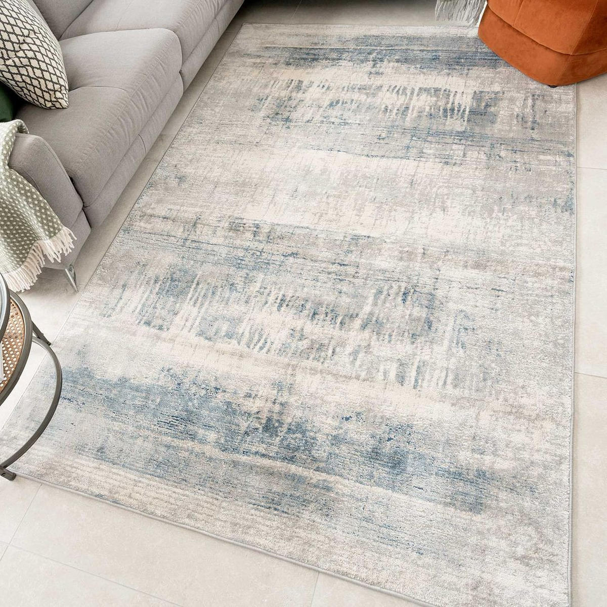 WEBTEPPICH Ludlow Bedtime Blau - Grau, Textil (79/150cm) - Kukoon Rugs