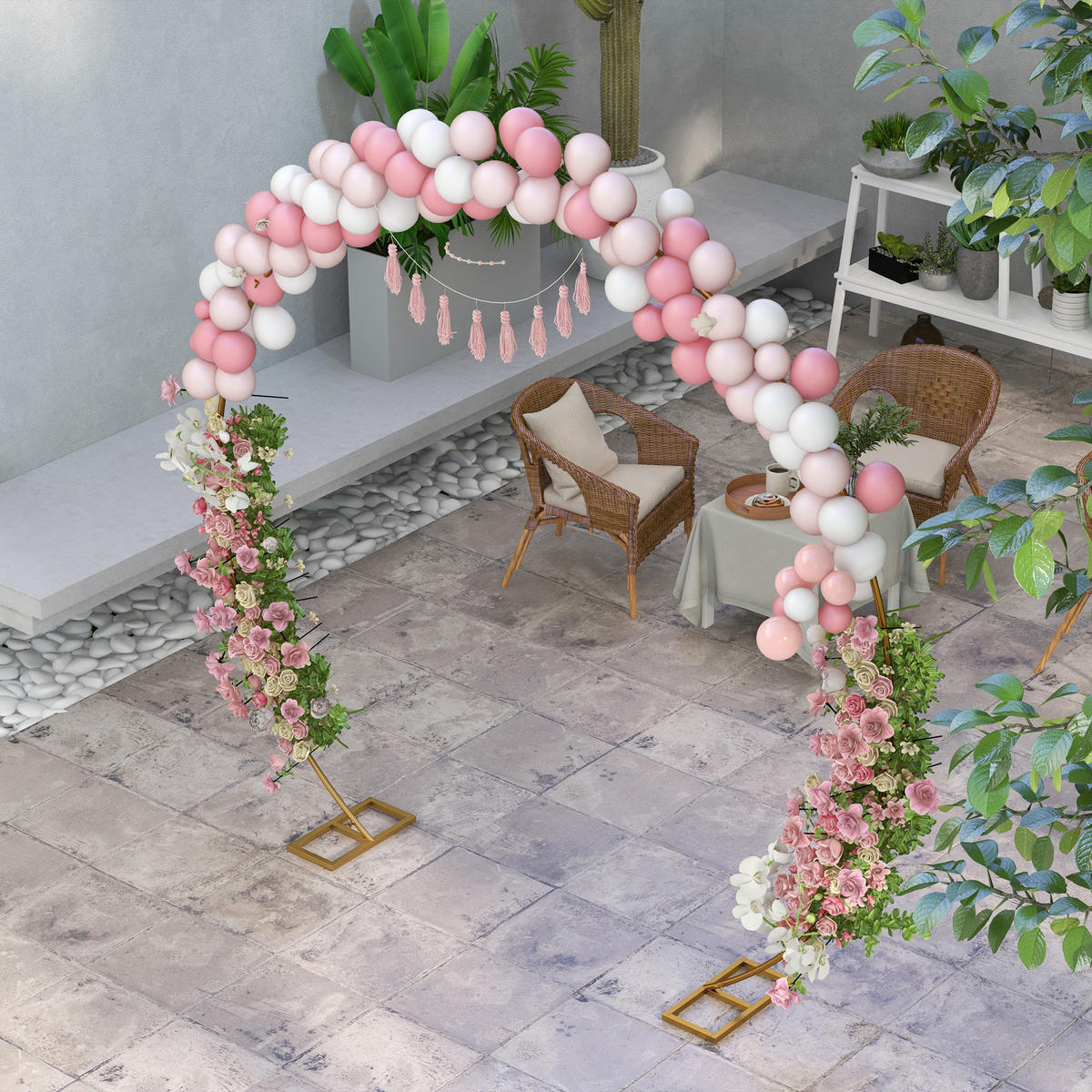 GARTENBOGEN,STAHL Hochzeit Ballon Kletterpflanzen,gold - Goldfarben, Metall (12/26/85cm) - Vallsero