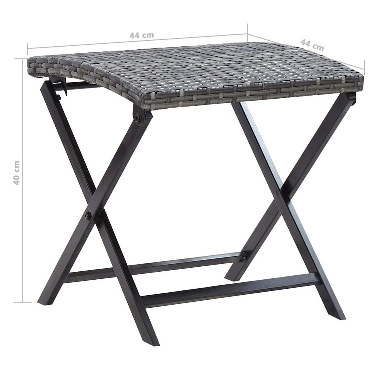 KLAPPHOCKER Poly Rattan Grau - Grau, Kunststoff (44/44cm) - vidaXL