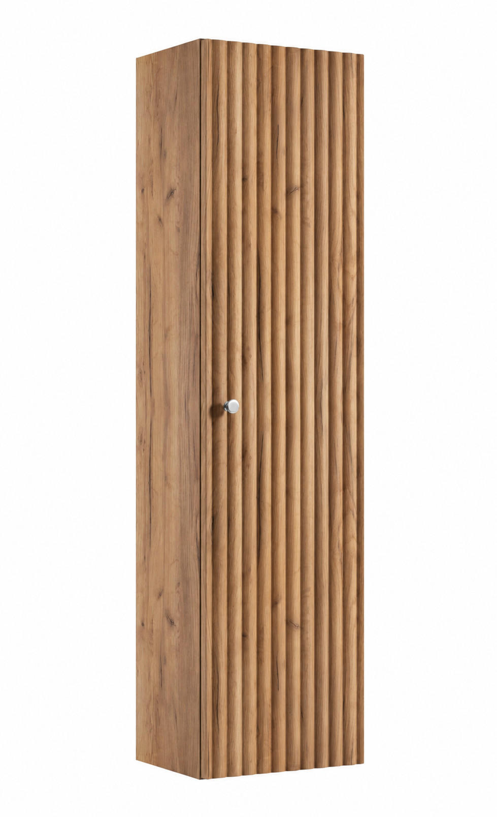 BADEZIMMER-HOCHSCHRANK: Craft Eiche Gold / Griffe Silber, 35 x 27 x 136 cm - Eichefarben/Silberfarben, Holzwerkstoff (35/136/27cm) - 3XE LIVING