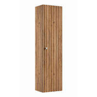 BADEZIMMER-HOCHSCHRANK: Craft Eiche Gold / Griffe Silber, 35 x 27 x 136 cm - Eichefarben/Silberfarben, Holzwerkstoff (35/136/27cm) - 3XE LIVING