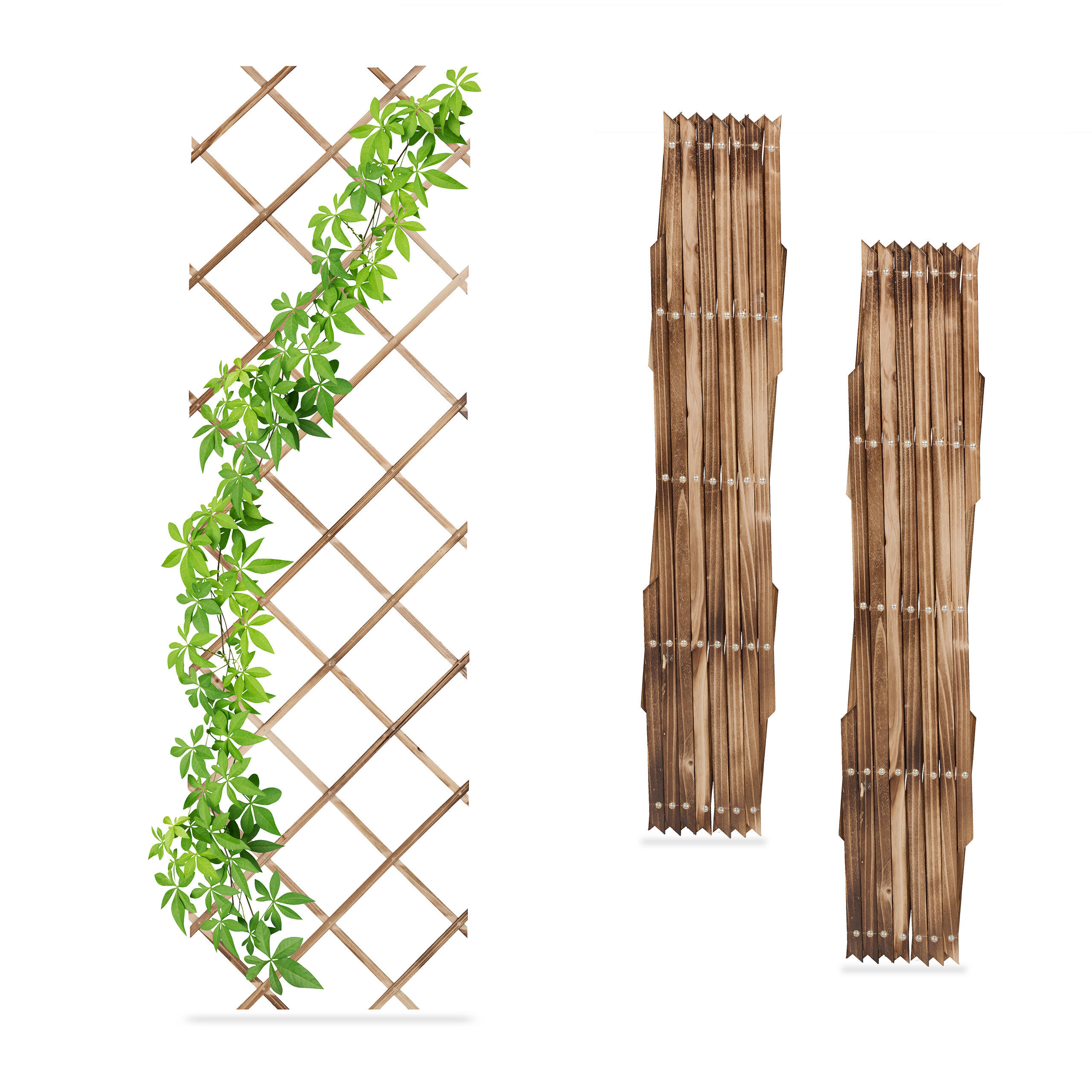 3XRANKGITTER - Multicolor, Holz (60/180/1.5cm) - Relaxdays