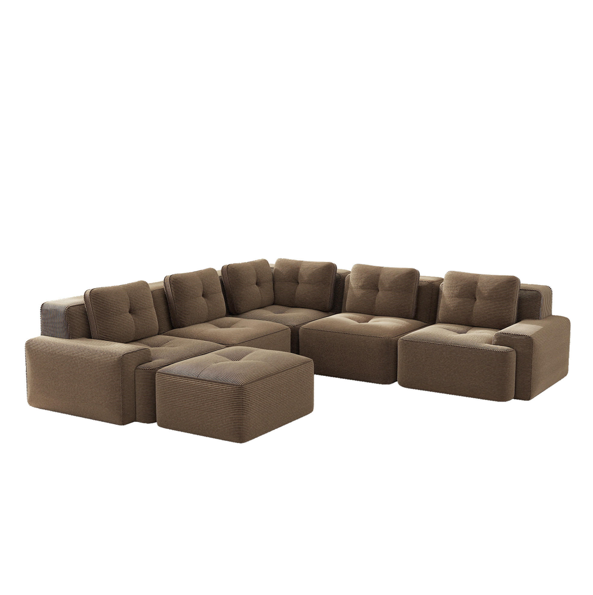 ECKSOFA 295/295/69 cm braun aus Cord mit rutschfestem Stand - Braun, Textil (295/295cm) - OKWISH