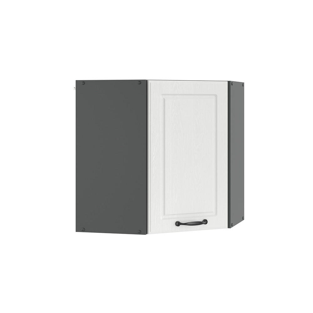 ECKHÄNGESCHRANK R-Line Weiß Landhaus 57 cm - Anthrazit/Weiß, Holzwerkstoff (57/60/34.1cm) - Vicco
