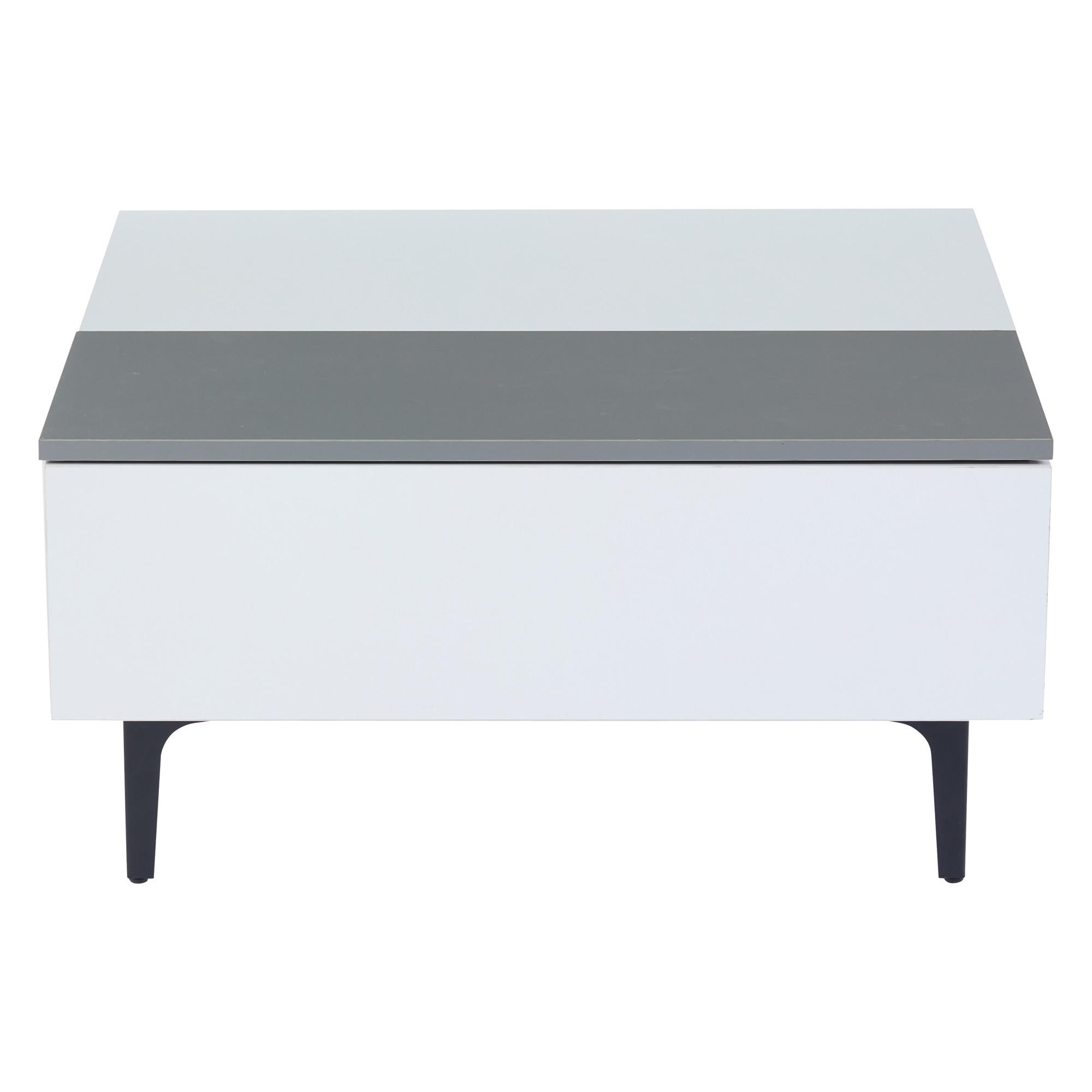 COUCHTISCH Weiß/Grau, 70/70/35 cm mit Hubfunktion und LED - Weiß, Holzwerkstoff (70/70/35cm) - PANGIVO