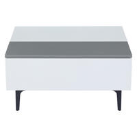 COUCHTISCH Weiß/Grau, 70/70/35 cm mit Hubfunktion und LED - Weiß, Holzwerkstoff (70/70/35cm) - PANGIVO