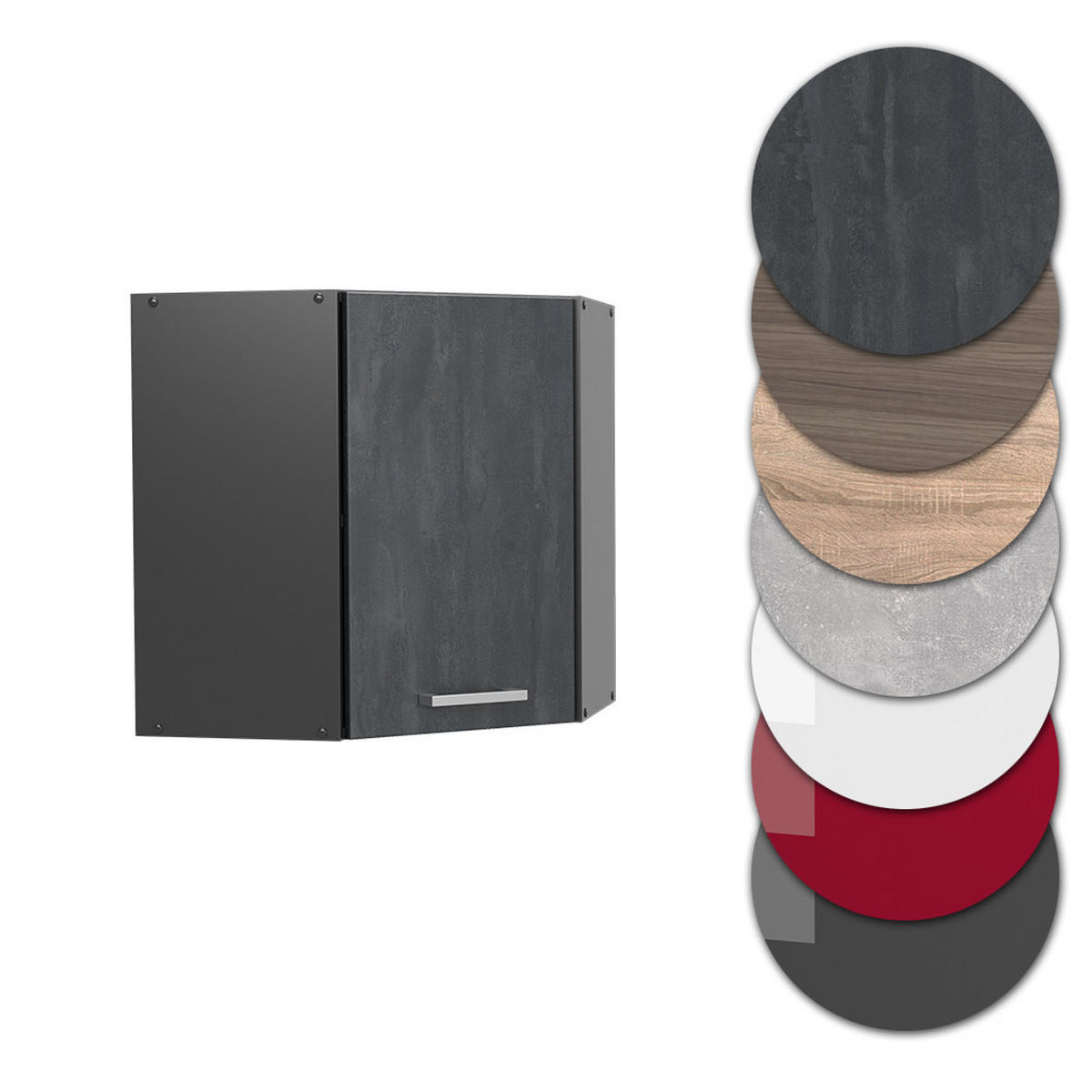 ECKHÄNGESCHRANK HÄNGESCHRANK R-Line Schwarz Beton 57 cm - Anthrazit/Schwarz, Holzwerkstoff (57/60/34.1cm) - Vicco