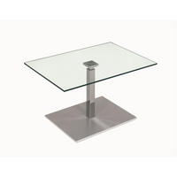 FUNKTIONSTISCH höhenverstellbar Carly 90 x 60 x 47-65 Couchtisch Glas/Perlsilber/Edelstahl - Naturfarben, Holz (90/60/47cm) - 58aufmkessel