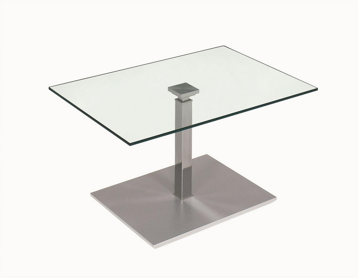 FUNKTIONSTISCH höhenverstellbar Carly 90 x 60 x 47-65 Couchtisch Glas/Perlsilber/Edelstahl - Naturfarben, Holz (90/60/47cm) - 58aufmkessel