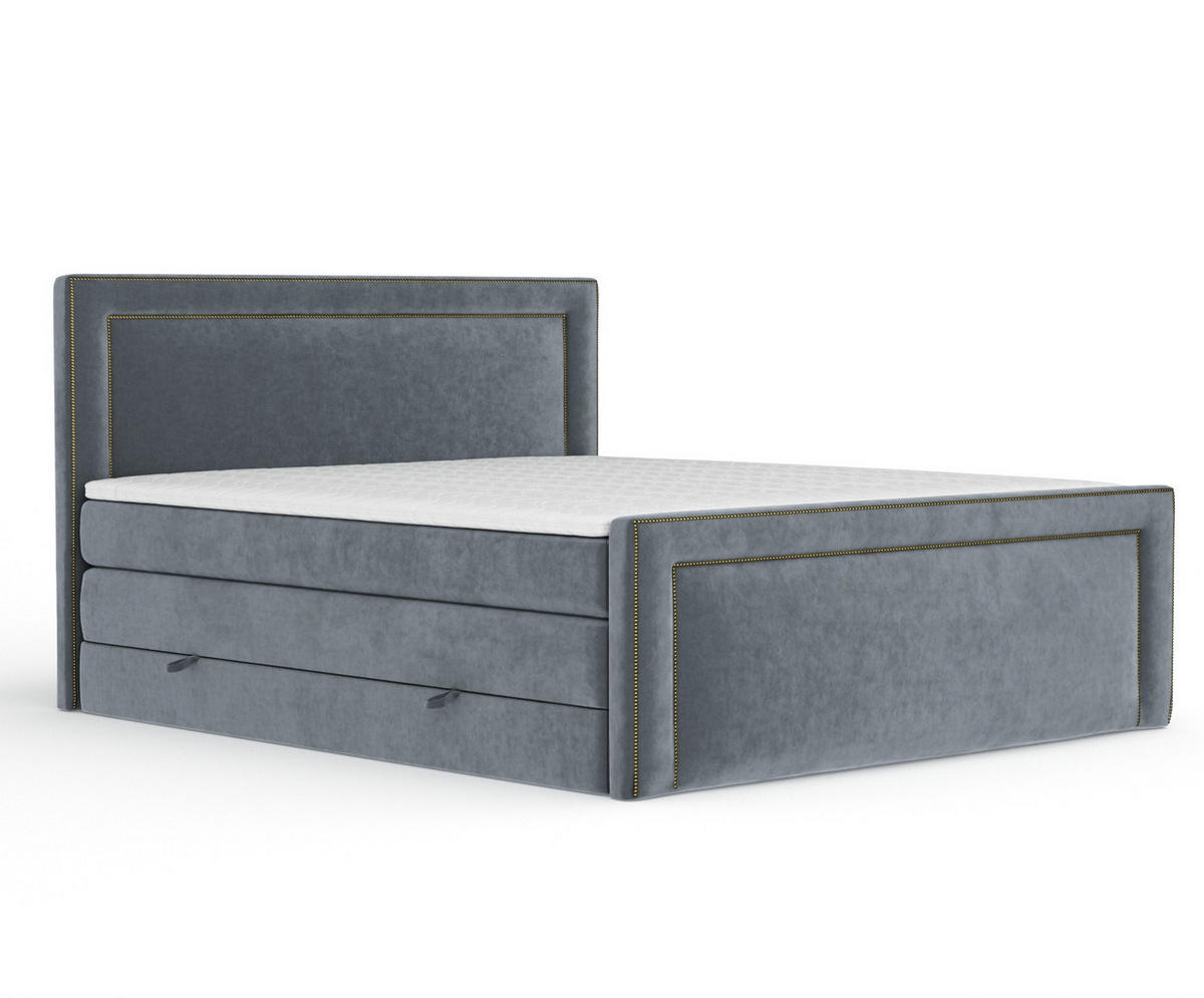 BOXSPRINGBETT Luxora Grau 180/200 cm - Schwarz/Grau, Holz/Holzwerkstoff (180/200cm) - Maison de Reve