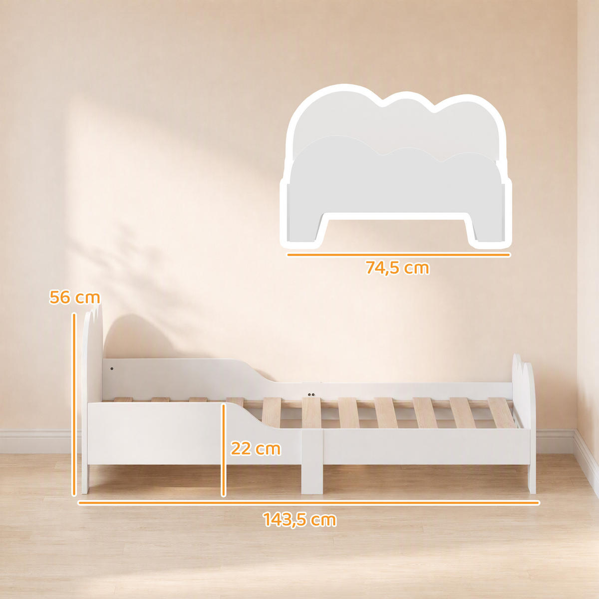 KINDERBETT MDF Weiß - Weiß, Holzwerkstoff (70/140cm) - AIYAPLAY