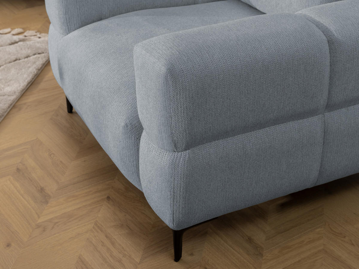 SITZGARNITUR 3+2+1 Cardea in Bubble-Optik aus weichem Grau Strukturstoff mit hohem Sitzkomfort - Schwarz/Grau, Holz/Textil (217/80/97cm) - S-Style Möbel