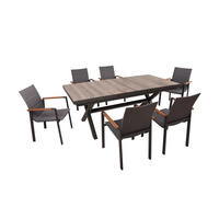 GARTEN-SITZGRUPPE Joana 7-teilig Gartenmöbel-Set - Dunkelgrau, Holz - DELUKE