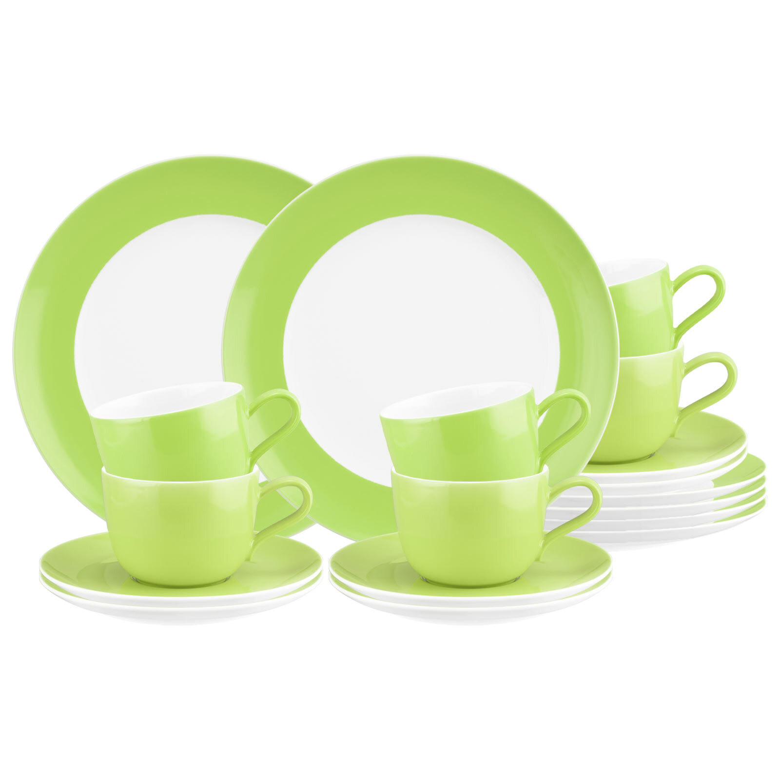 KAFFEESERVICE Liberty Pure Colors Lime Green 18er Set - Grün, Keramik (1/1/1cm) - Seltmann Weiden
